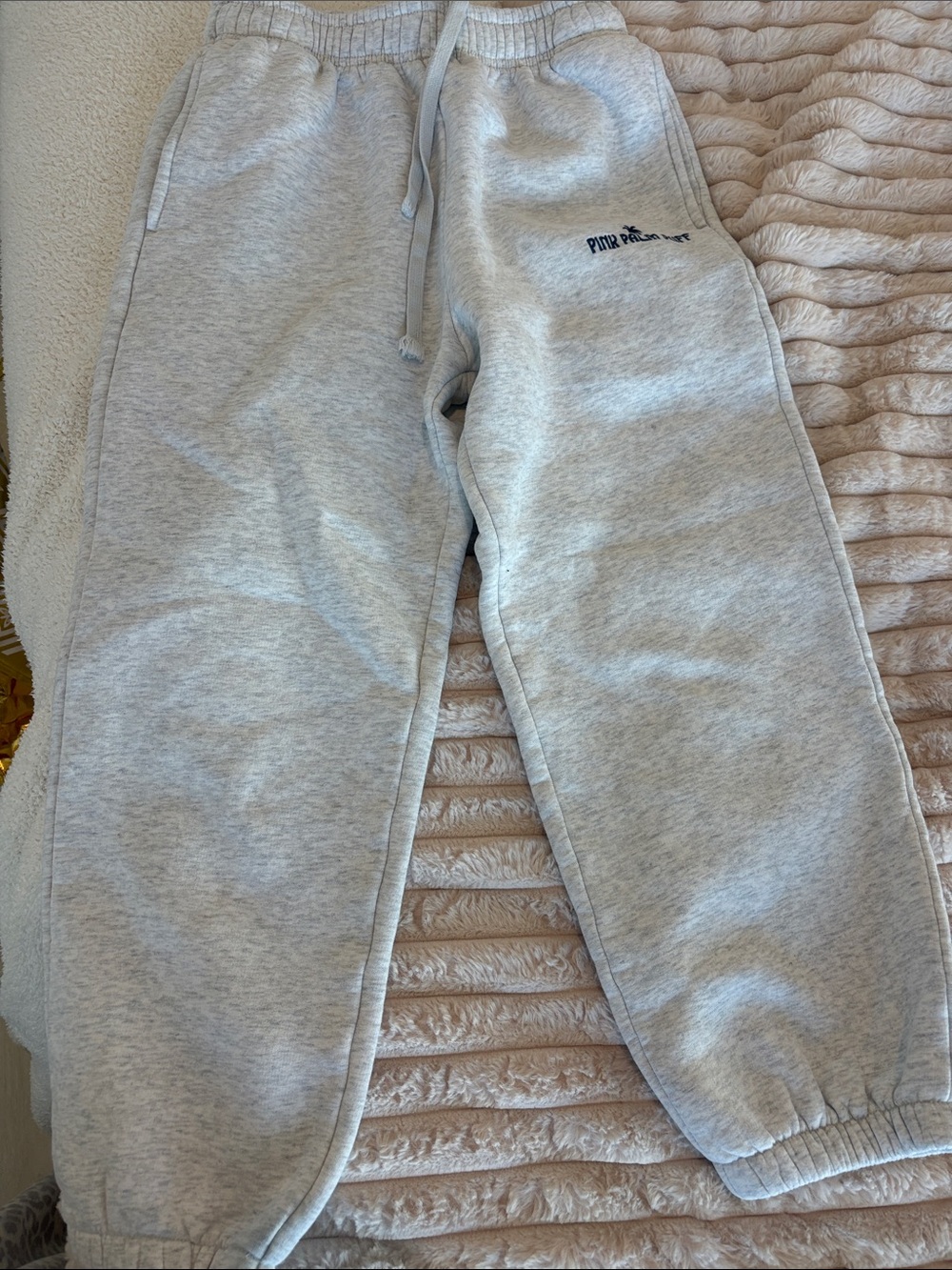 Light Gray Kids Sweatpants with Elastic Waist and Logo